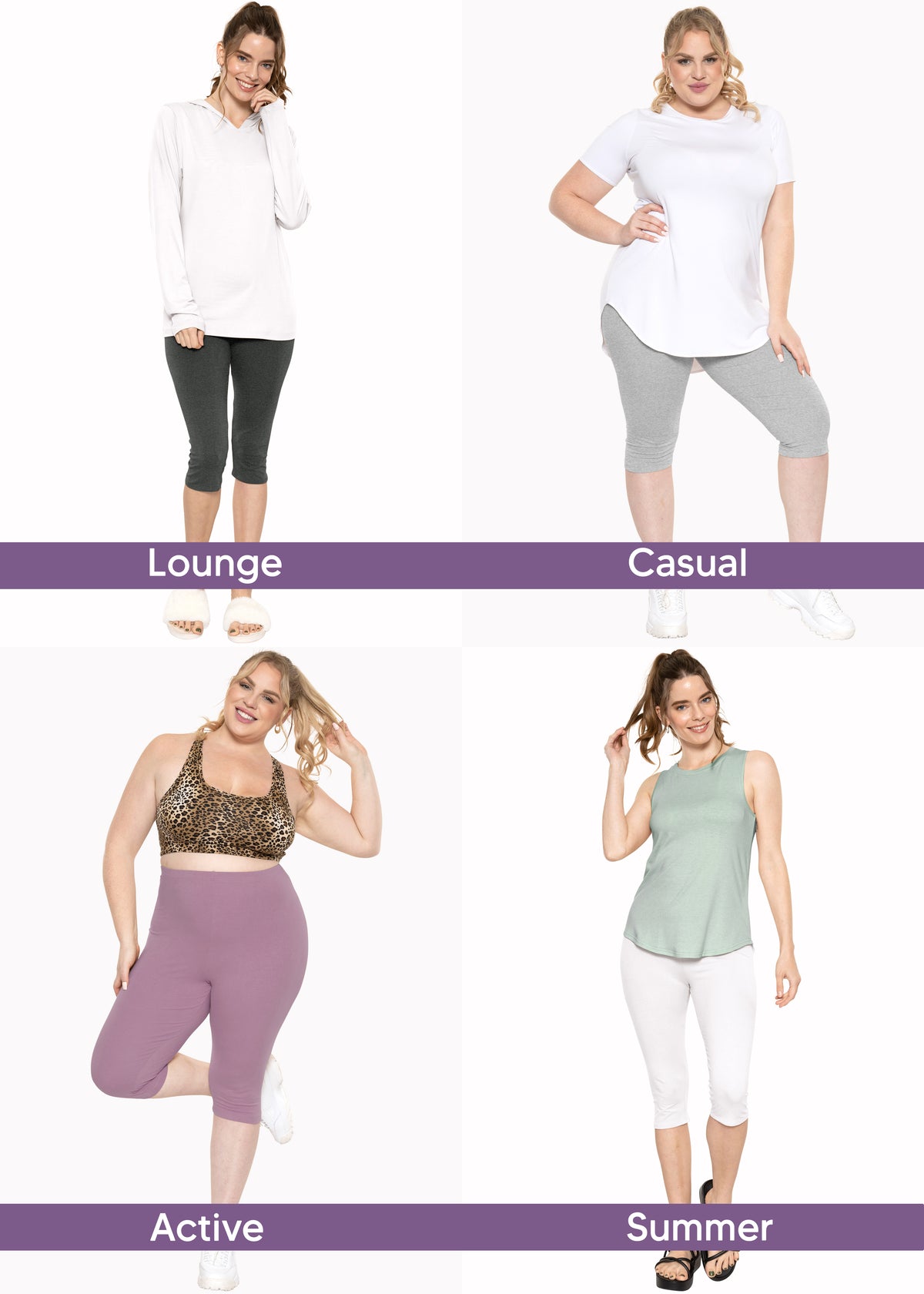 Women's and Plus Size High Rise Knee Leggings | Small to 5X