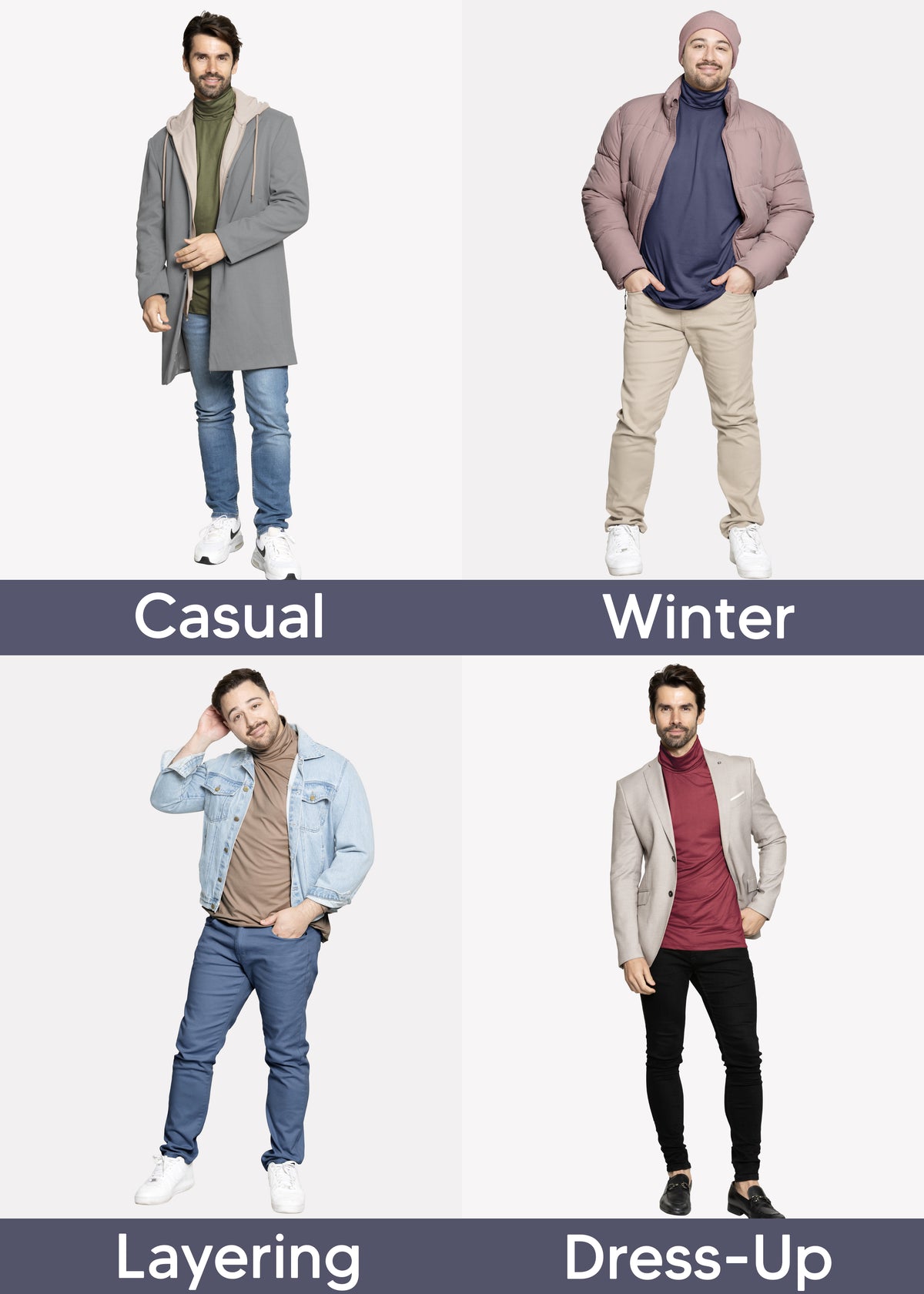 Mens Oh So Soft Luxe Long Sleeve Stretch Turtleneck | Small to 5X