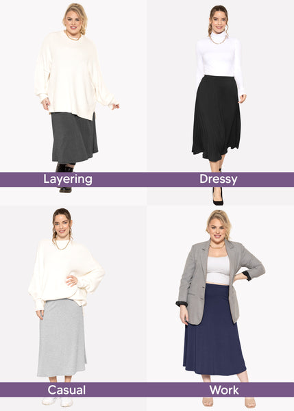 Midi A-Line Flowy Skirt | Small to 5X