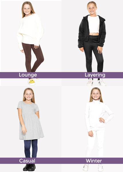 Girl's Fleece Footless Leggings | Sizes 4 - 16