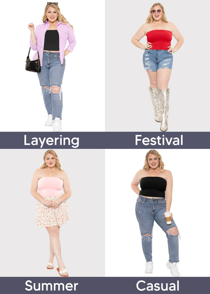 Women's Regular and Plus Size Crop Tube Top | X-Large to 5X