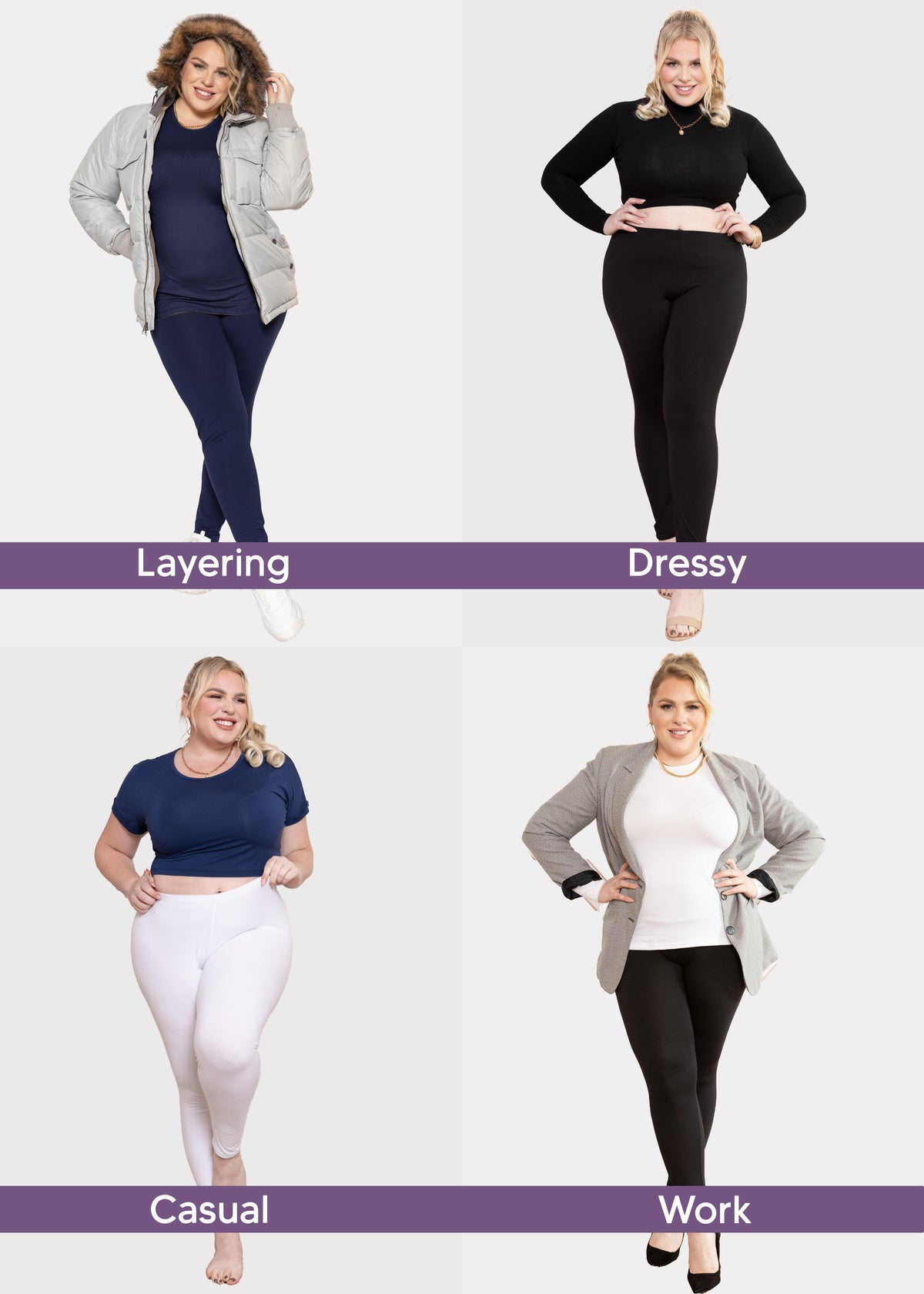 Women's Plus Size Full Length Cotton Leggings | X-Large to 3X