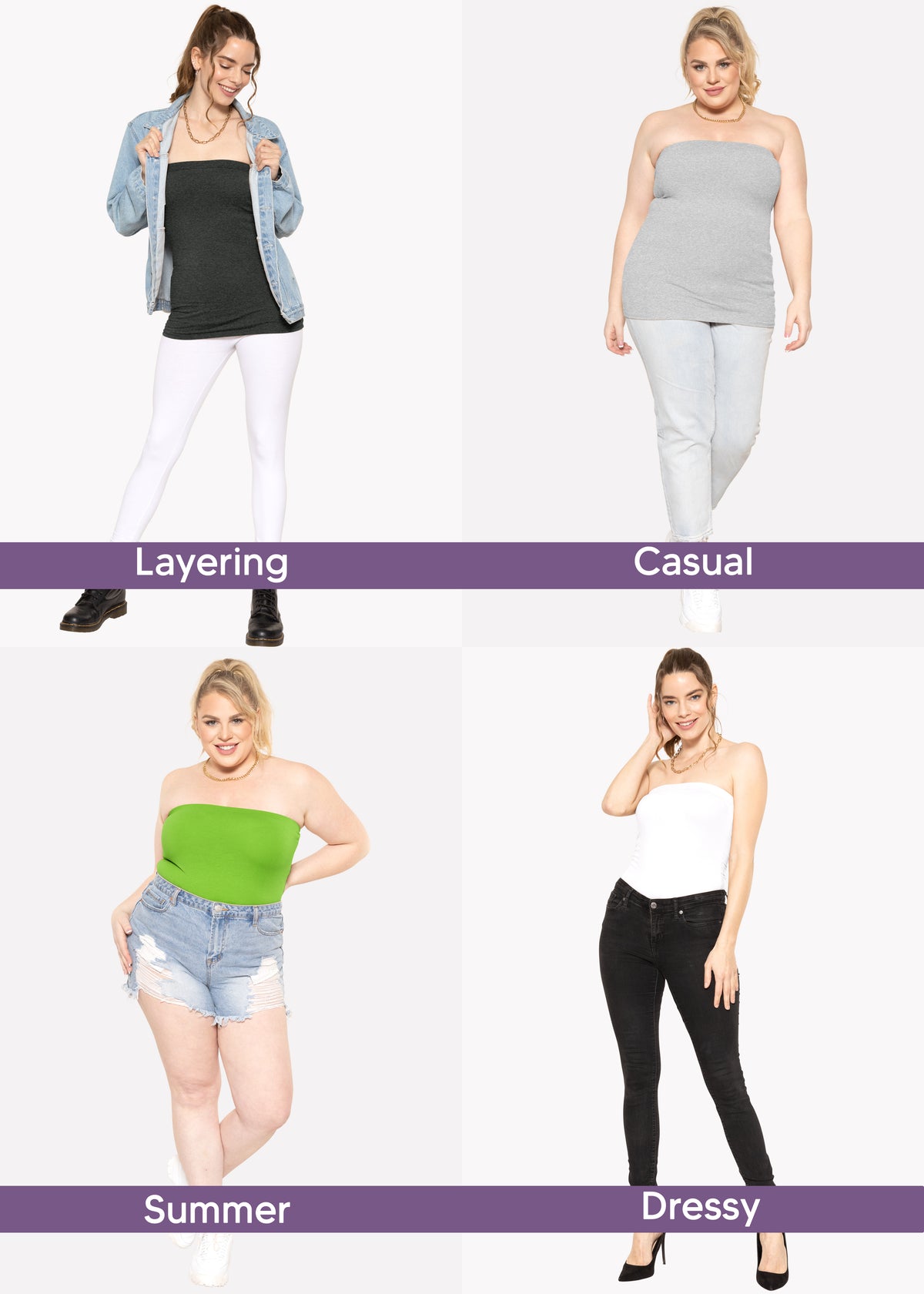 Women's Cotton Strapless Tube Top | Small - 5X