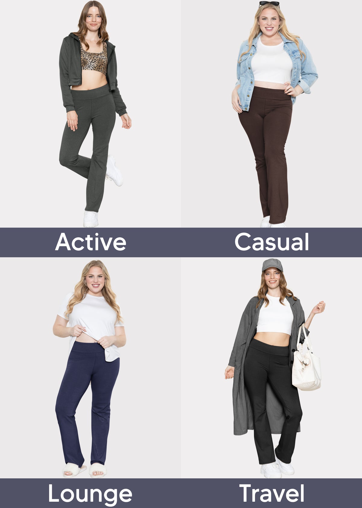 Women Plus Size High Waist Cotton Bootcut Yoga Pants | X-Large to 7X