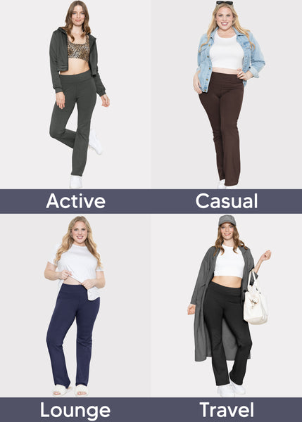 Women Plus Size High Waist Cotton Bootcut Yoga Pants | X-Large to 7X