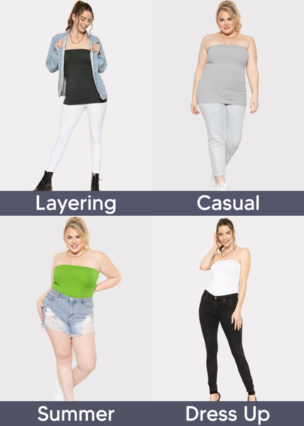 Women's & Plus Long Length Tube Top | Medium to Large