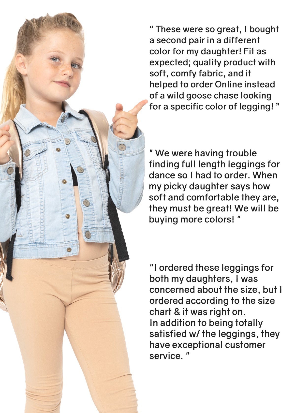 Girl's Cotton Footless Leggings Youth Sizes 2 to 16