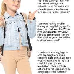 Girl's Cotton Footless Leggings Youth Sizes 2 to 16