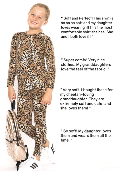 Oh So Soft Youth Girls Long Sleeve Crew and Leggings Set, Includes Top and Bottom PRINTS Youth Sizes 4 to 16