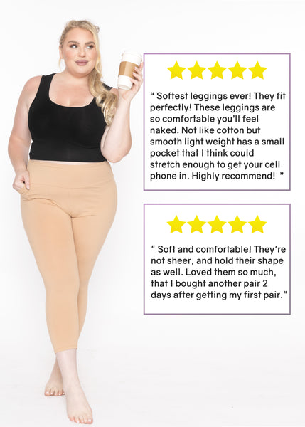 Women and Plus Size High Waist Full Length Leggings with Pocket | X-Large to 5X