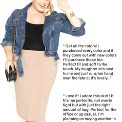 Women's Plus Size Soft Stretch MIDI Skirt | X-Large - 3X