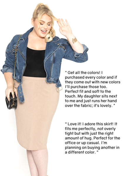 Women's Plus Size Soft Stretch MIDI Skirt | X-Large to 5X