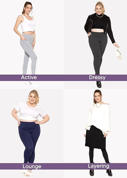 Women and Plus Size High Waist Full Length Leggings with Pocket | X-Large to 5X