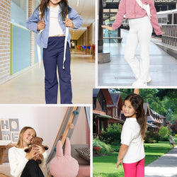 Girls' Cotton High Rise Everyday Straight Leg Yoga Pants - Youth Sizes for Little to Big Kids | Sizes 4 to 16