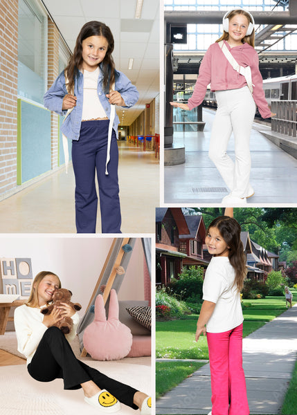 Girls' Cotton High Rise Everyday Straight Leg Yoga Pants - Youth Sizes for Little to Big Kids | Sizes 4 to 16