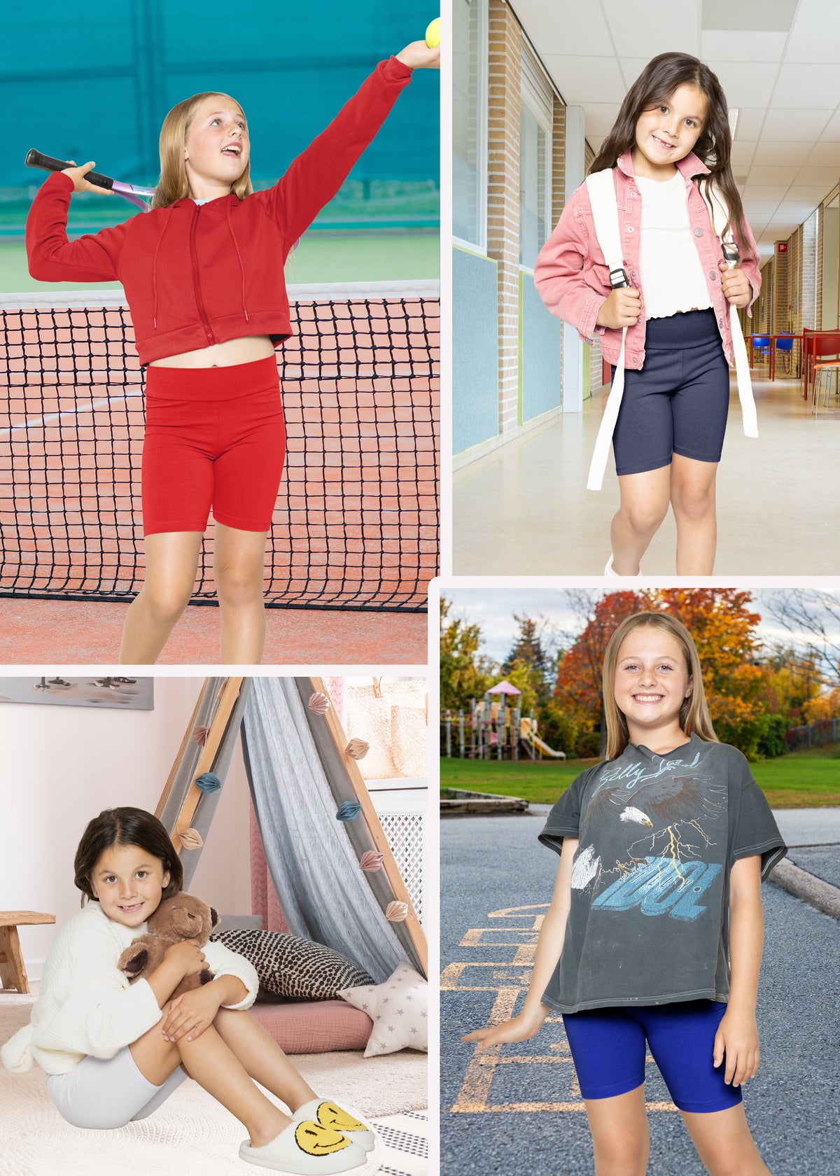 Girls Cotton Stretch High Waist Biker Shorts |Youth Size 4 to 14