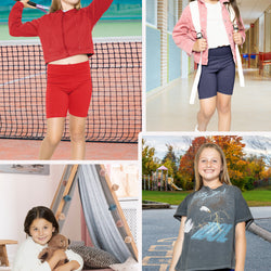 Girls Cotton Stretch High Waist Biker Shorts |Youth Size 4 to 14