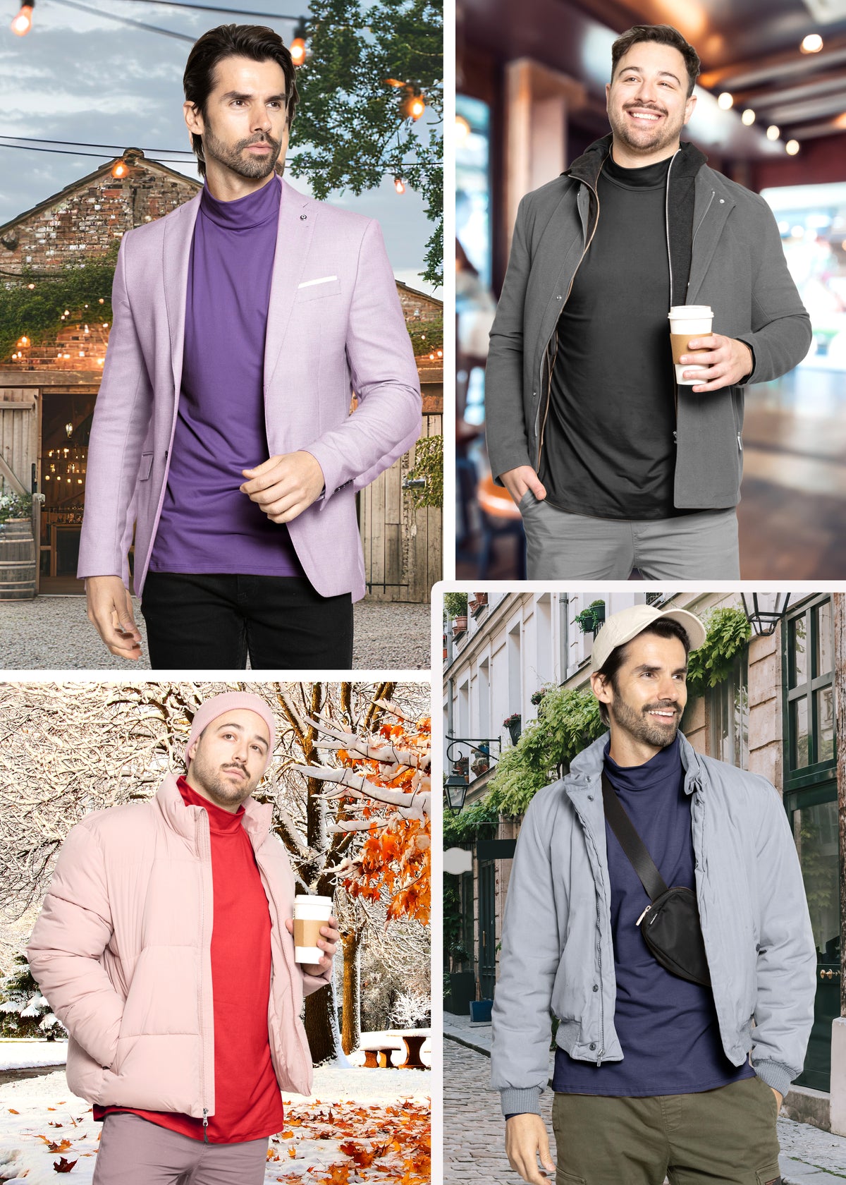 Men's Cotton Mock Neck Cuffed Long Sleeve Top | Small to 5X