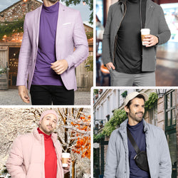 Men's Cotton Mock Neck Cuffed Long Sleeve Top | Small to 5X