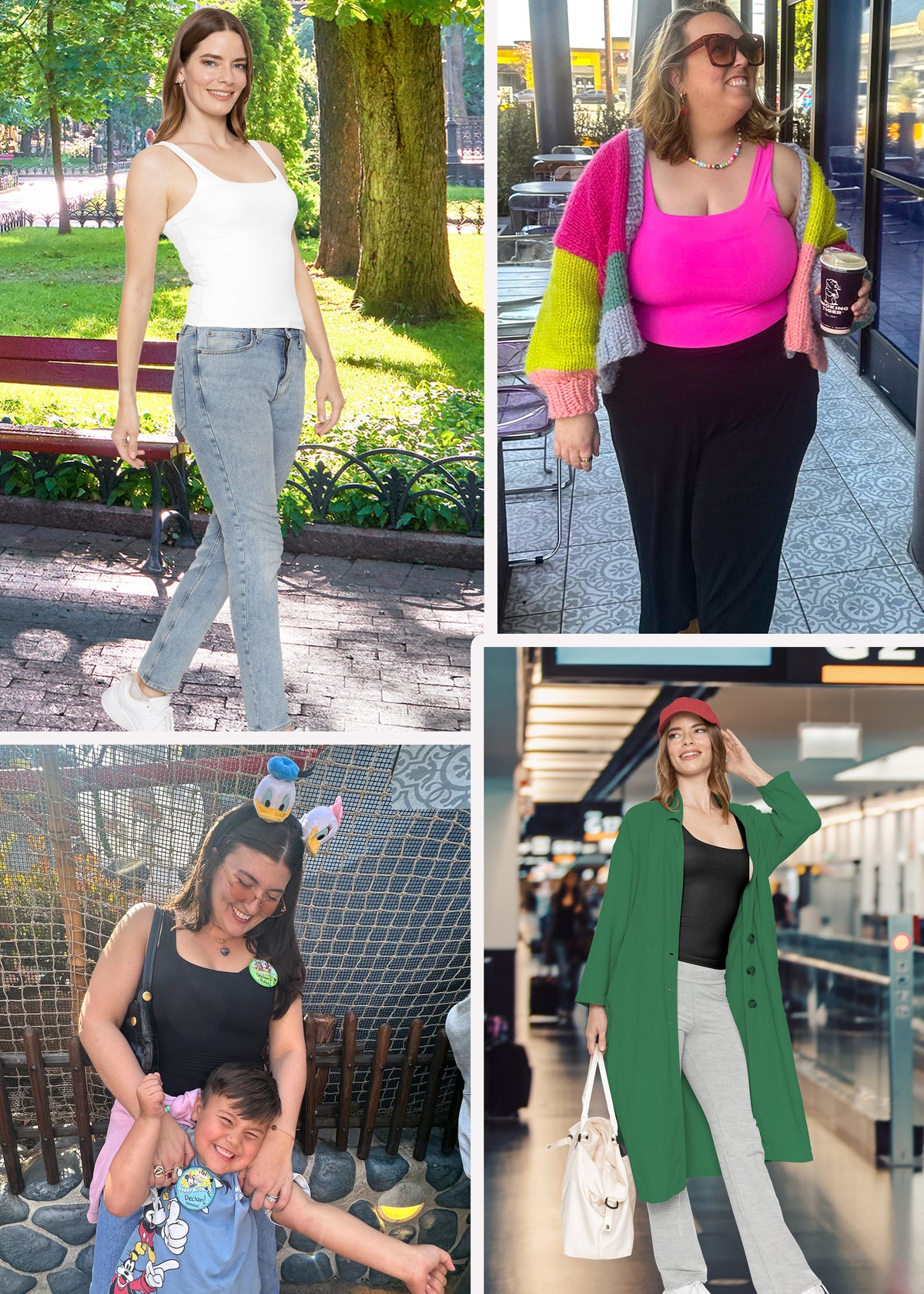 Women's and Plus Double Layered Crop Mid Length Tank Top | Everyday Compression Shapewear | Small to 5X