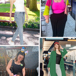 Women's and Plus Double Layered Crop Mid Length Tank Top | Everyday Compression Shapewear | Small to 5X