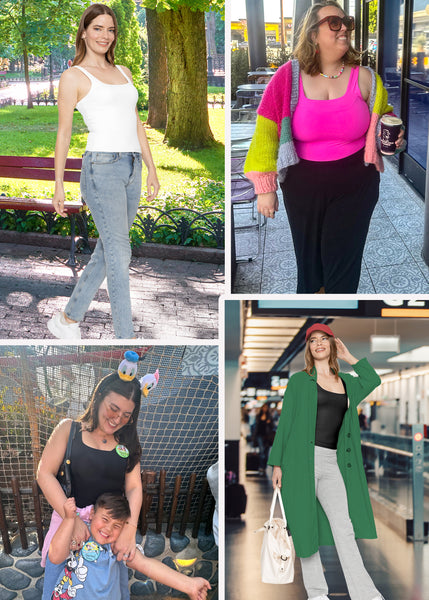 Women's and Plus Double Layered Crop Mid Length Tank Top | Everyday Compression Shapewear | Small to 5X