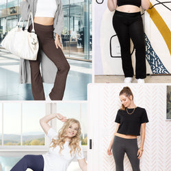 Women Plus Size High Waist Cotton Bootcut Yoga Pants | X-Large to 7X