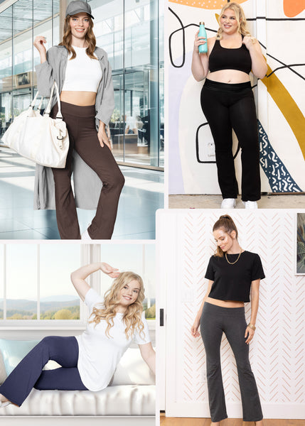 Women Plus Size High Waist Cotton Bootcut Yoga Pants | X-Large to 7X