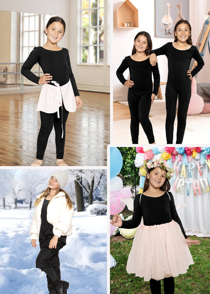 Teamwear Girl's Cotton Tank LONG SLEEVE Unitard |Youth  Size 4 to 16