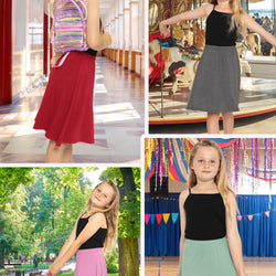 Youth Girls Flowy A-Line Skirt Knee Length | Youth Size 4 to 16