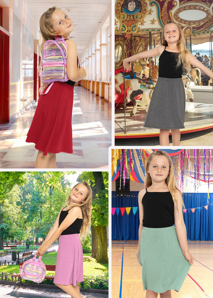 Youth Girls Flowy A-Line Skirt Knee Length | Youth Size 4 to 16