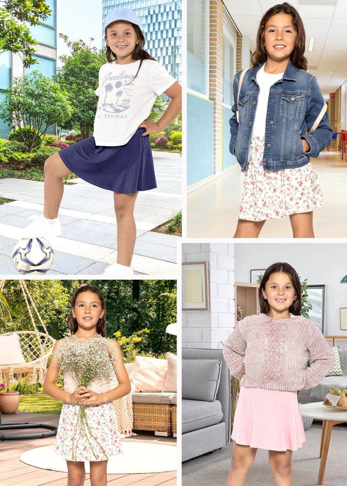 Girls A-Line Short Skirt with Built-in Shorts | Youth Size 4 to 16