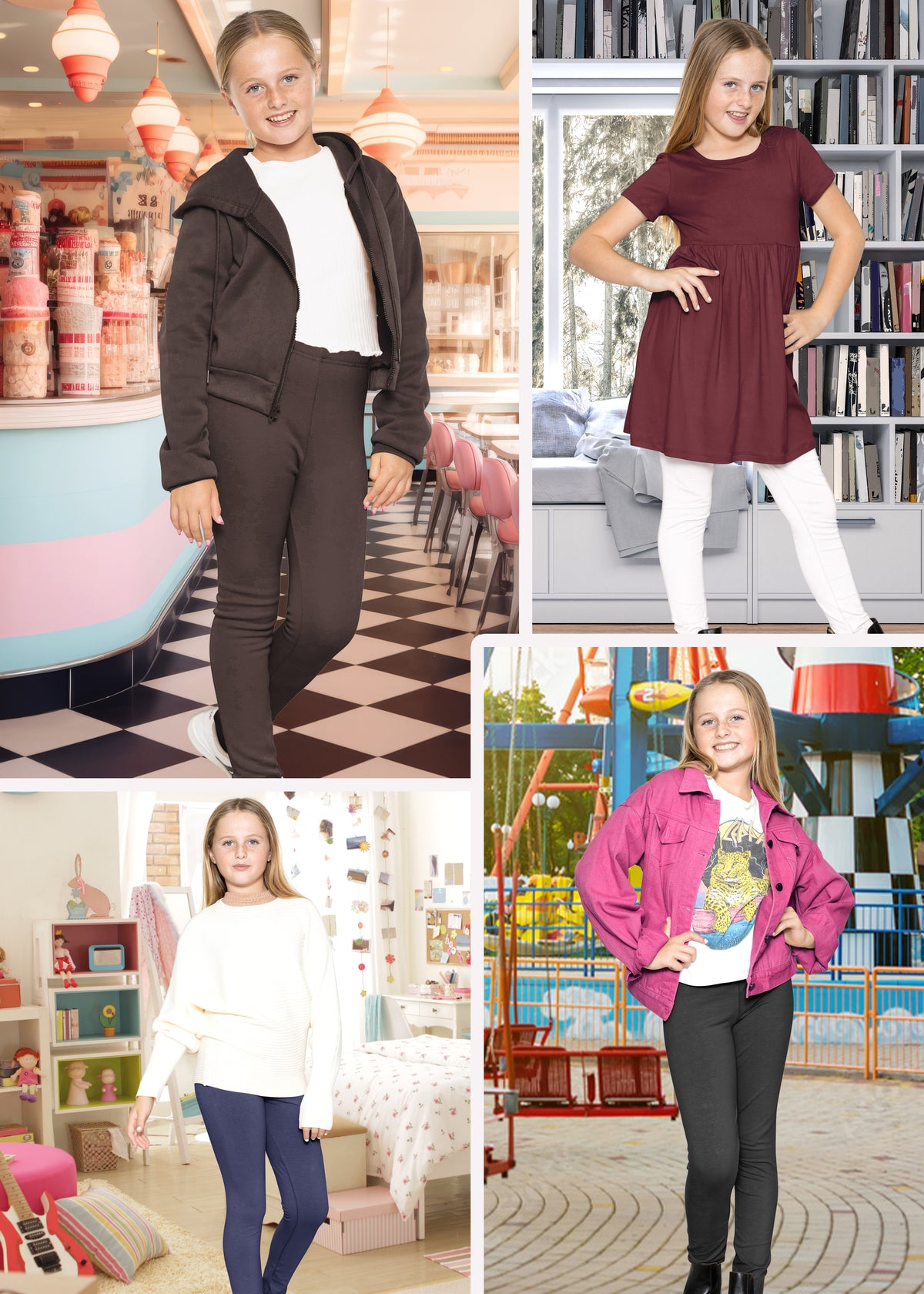 Girl's Fleece Footless Leggings | Sizes 4 - 16