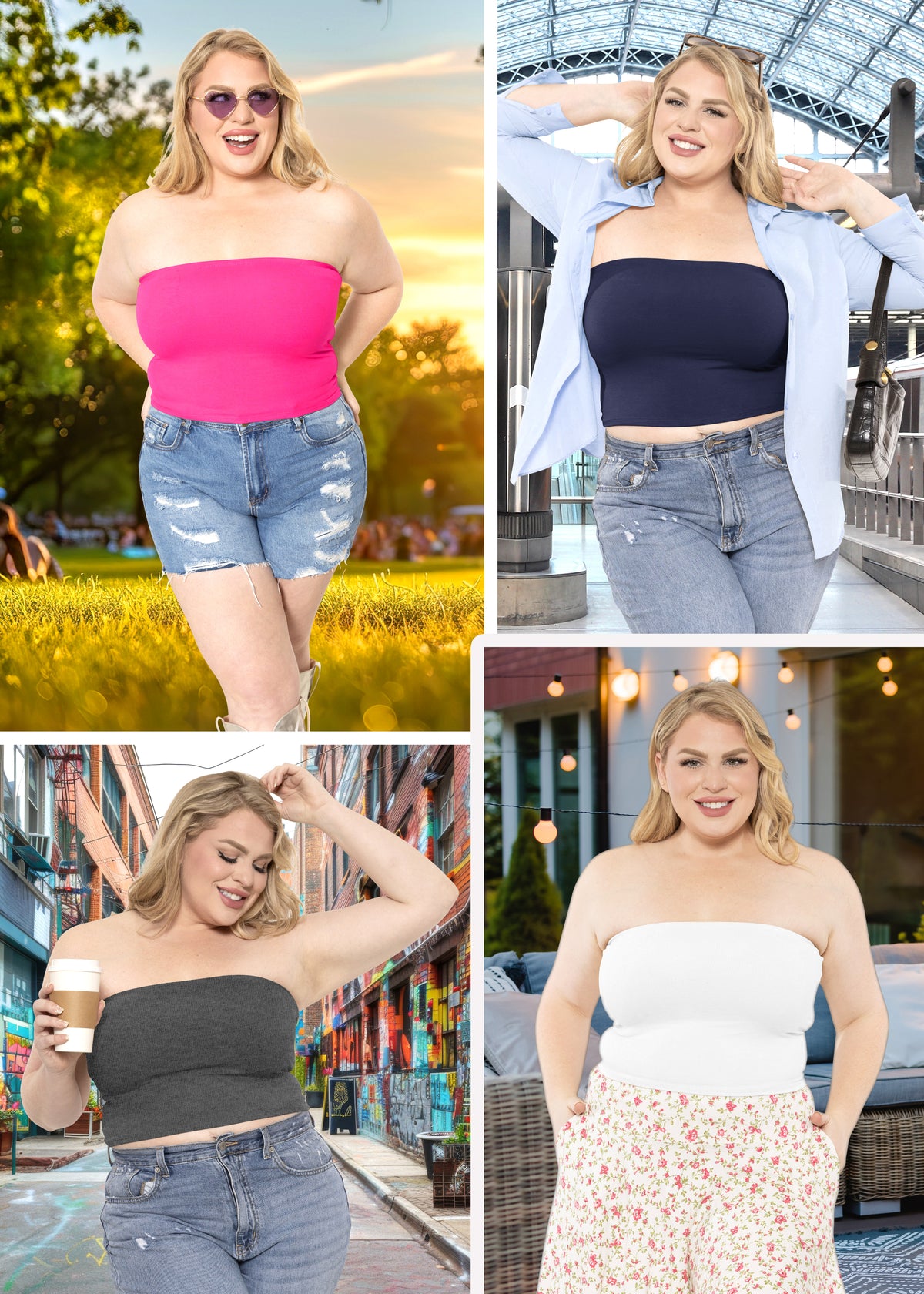 Women's Regular and Plus Size Crop Tube Top | X-Large to 5X