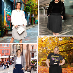 Women's and Plus Size Scoop Hem Flare Mid Length Skirt with Pockets Small to 3X