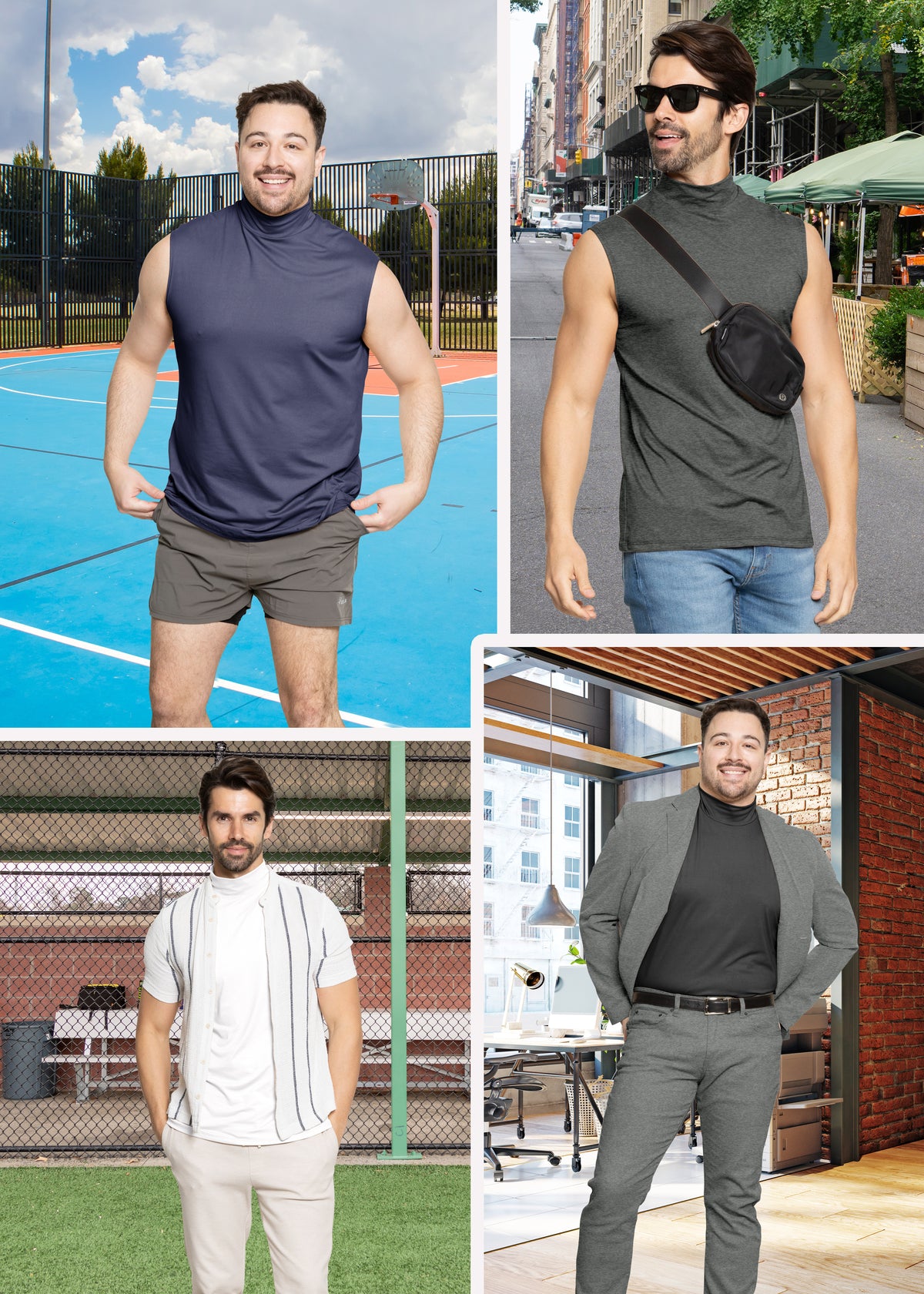 Men's Oh So Soft Luxe Mock Neck Turtleneck Sleeveless Shirt Casual Pullover Top | Small to 5X