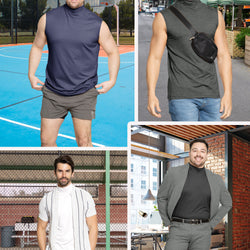 Men's Oh So Soft Luxe Mock Neck Turtleneck Sleeveless Shirt Casual Pullover Top | Small to 5X