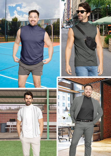 Men's Oh So Soft Luxe Mock Neck Turtleneck Sleeveless Shirt Casual Pullover Top | Small to 5X