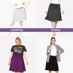 Women's & Plus Size Knee Length Ruched Waist Flowy Skirt | Small to 3X