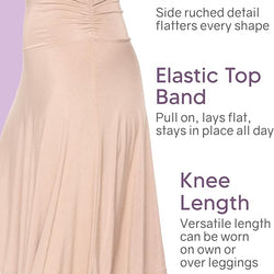 Women's & Plus Size Knee Length Ruched Waist Flowy Skirt | Small to 3X