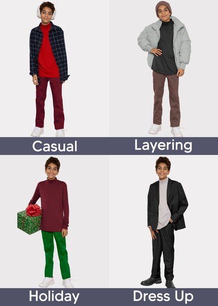 Youth Boy's Oh So Soft Long Sleeve Mock Neck Top | 4 to 16