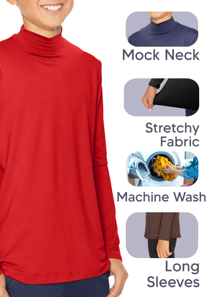 Youth Boy's Oh So Soft Long Sleeve Mock Neck Top | 4 to 16