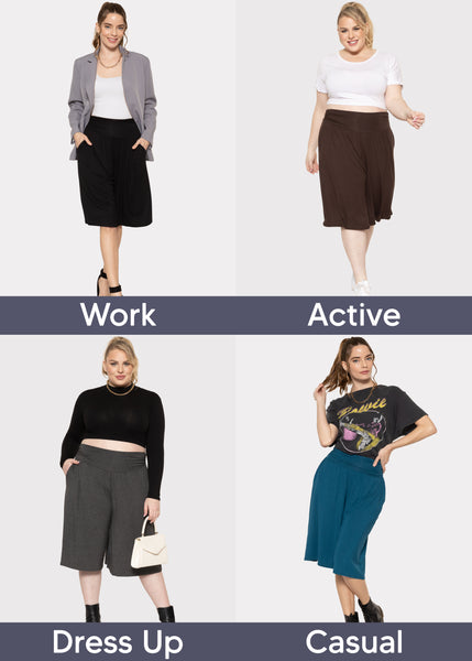 Women's Straight Leg and Flowy Gaucho Pants with Pockets | Small - 3X