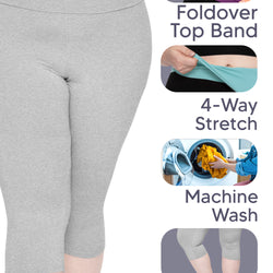 Women's and Plus Foldover Oh So Soft Knee-Length Leggings | Small to 3X