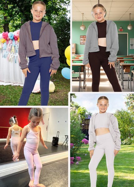 Girls Cotton Stretch High Waisted Leggings | Youth Size 4 to 14