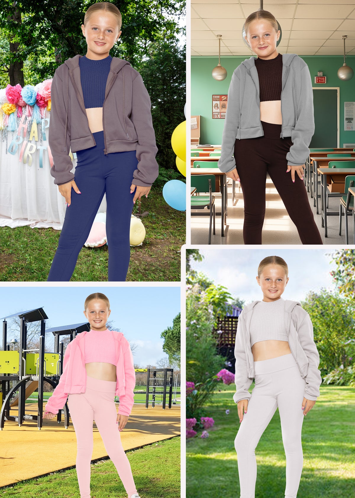 Girls Cotton Stretch High Waisted Leggings | Youth Size 4 to 14