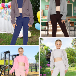 Girls Cotton Stretch High Waisted Leggings | Youth Size 4 to 14