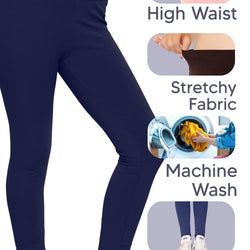 Girls Cotton Stretch High Waisted Leggings | Youth Size 4 to 14