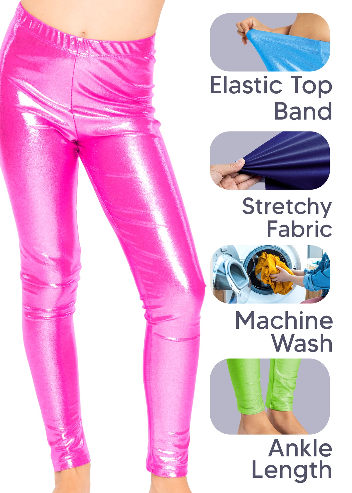 Girl's Metallic Mystique Leggings | Youth Size 2 to 16