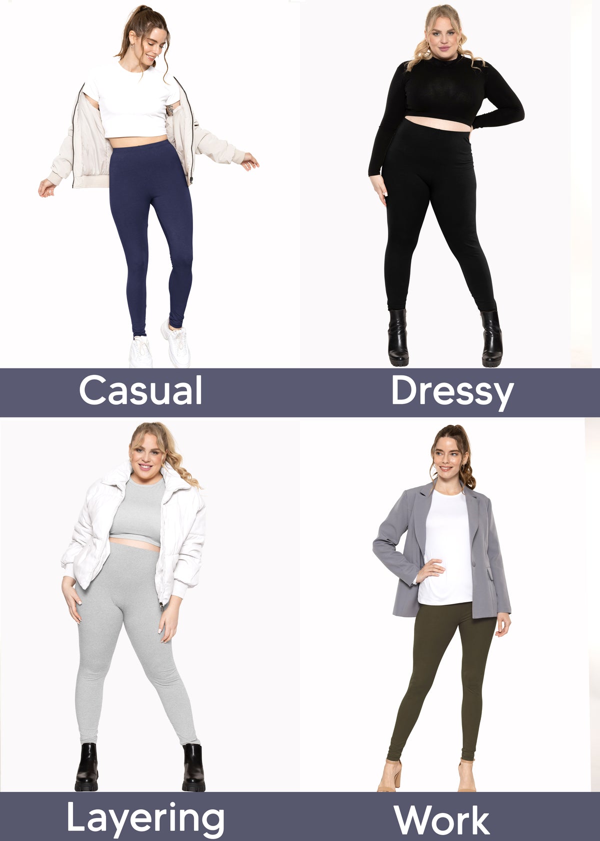 Women's and Plus Size High Rise Ankle Leggings | Small to 5X